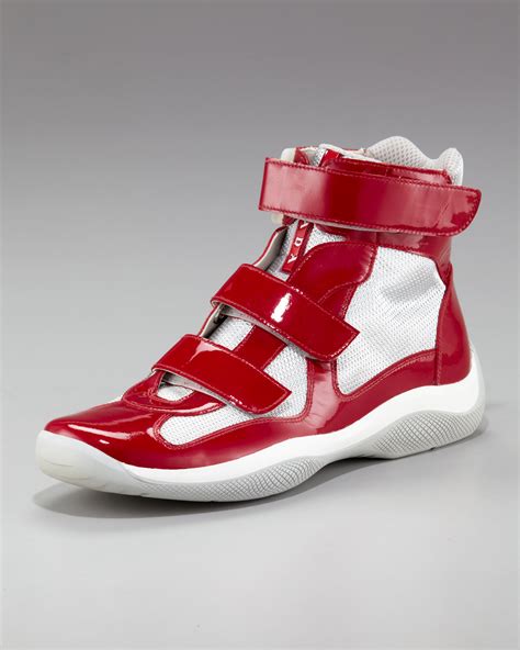 prada high top sneakers red|Prada high top sneakers sale.